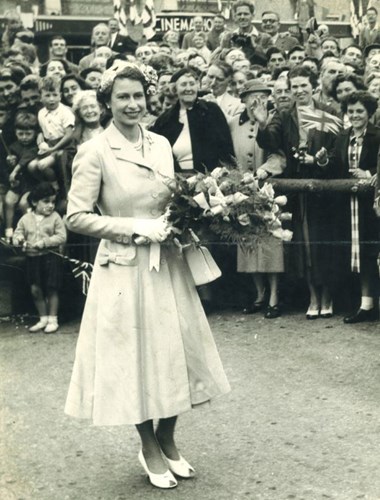 The Queen visiting Ramsey on 9th August 1955